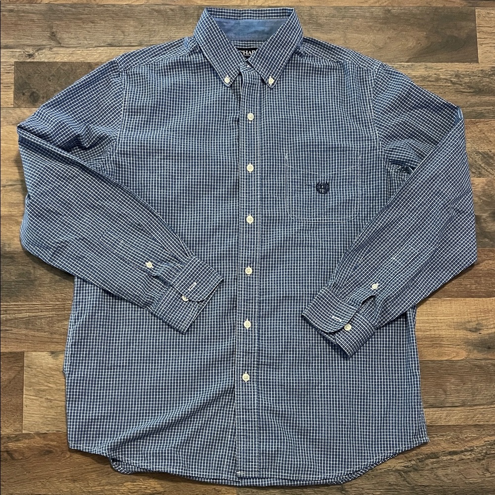 Blue plaid Chaps button down